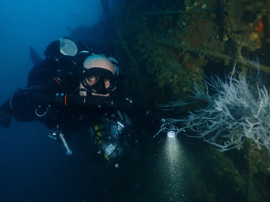 a man in scuba gear underwater